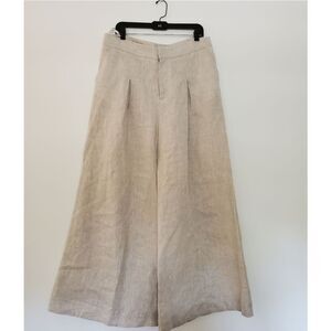100% linen wide leg pants